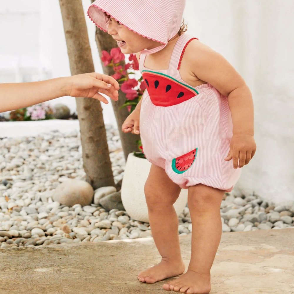 NWT Mini Boden Fun Ticking Watermelons Romper - Picture 3 of 4